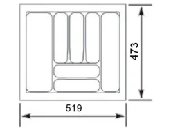New SOTECH Orga-Box I Besteckeinsatz Lavagrau 600 mm Höhe 55 mm Für Blum Tandembox und ModernBox