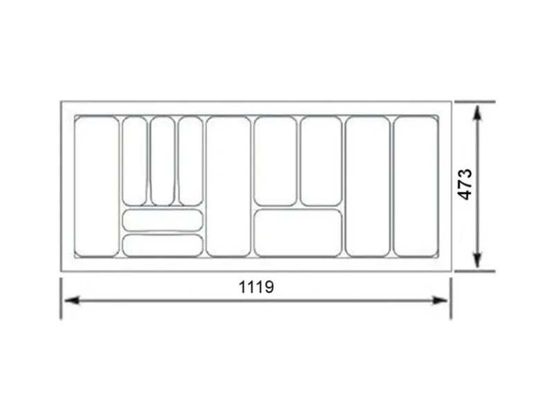 SOTECH Besteckkästen<Orga-Box I Besteckeinsatz Silbergrau 1200 mm Höhe 55 mm Für Blum Tandembox und ModernBox