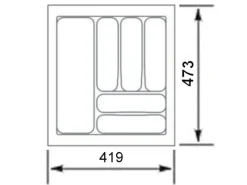 Best SOTECH Orga-Box I Besteckeinsatz Silbergrau 500 mm Höhe 55 mm Für Blum Tandembox und ModernBox
