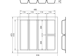 SOTECH Besteckkästen<ORGA-BOX I Mehrzweckeinsatz Besteckeinsatz 519 x 50 x 473 mm Silbergrau Für Blum 60er Korpusbreite