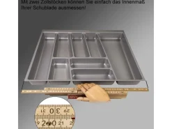 New SOTECH ORGA-BOX II Besteckeinsatz 800 mm Höhe 45 mm Silbergrau Für Nobilia Schubladen