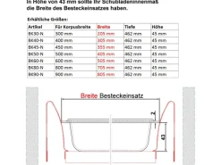 SOTECH Besteckkästen<ORGA-BOX II Besteckeinsatz 900 mm Höhe 45 mm Silbergrau Für Nobilia Schubladen