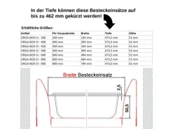 SOTECH ORGA-BOX III Besteckeinsatz 500 mm Höhe 55 mm Für Nobilia Ab 2013 Pronorm und Brigitte Küchen< Besteckkästen