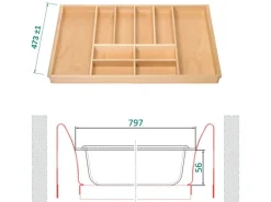 SOTECH ORGA-BOX III Buche Besteckeinsatz 900 mm Höhe 56 mm Für Nobilia Ab 2013 Pronorm und Brigitte Küchen< Besteckkästen