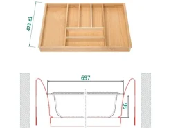SOTECH ORGA-BOX III Buche Besteckeinsatz 800 mm Höhe 56 mm Für Nobilia Ab 2013 Pronorm und Brigitte Küchen< Besteckkästen