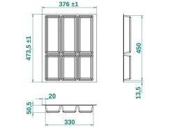 SOTECH ORGA-BOX IV UNIVERSAL Besteckeinsatz 450 mm Höhe 53 mm Schubkasteneinsatz Besteckeinteilung< Besteckkästen