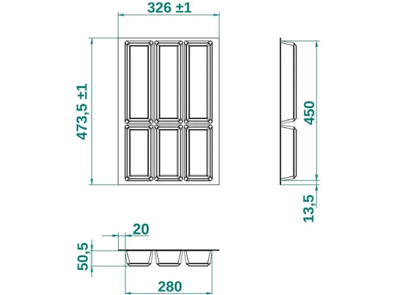 SOTECH ORGA-BOX IV UNIVERSAL Besteckeinsatz 400 mm Höhe 53 mm Schubkasteneinsatz Besteckeinteilung< Besteckkästen