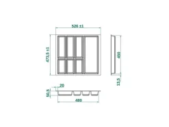 SOTECH ORGA-BOX IV UNIVERSAL Besteckeinsatz 600 mm Höhe 53 mm Schubkasteneinsatz Besteckeinteilung< Besteckkästen