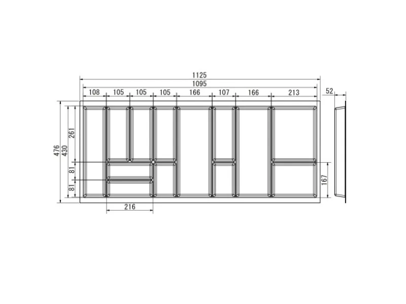 SOTECH Besteckkästen<Orga-Box Junker Slim Besteckeinsatz Höhe 52 mm Für Korpusbreite 1200 mm Lavagrau Für JUNKER SLIM Schubladensystem