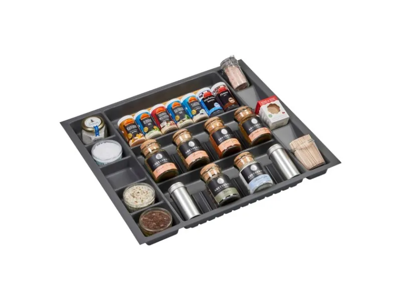 SOTECH Besteckkästen<ORGA-BOX Multi-Gewürzgläsereinsatz Gewürzdoseneinsatz 515 x 40 x 473 mm Oriongrau Für Blum 60er Korpusbreite