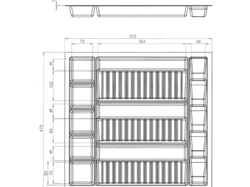 SOTECH Besteckkästen<ORGA-BOX Multi-Gewürzgläsereinsatz Gewürzdoseneinsatz 515 x 40 x 473 mm Oriongrau Für Blum 60er Korpusbreite