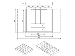 SOTECH ORGA-BOX UNIVERSAL Besteckkasten Aus Bambus Verstellbar Für Schrankbreite 700 - 900 mm Höhe 65 mm bis 9 Fächer< Besteckkästen