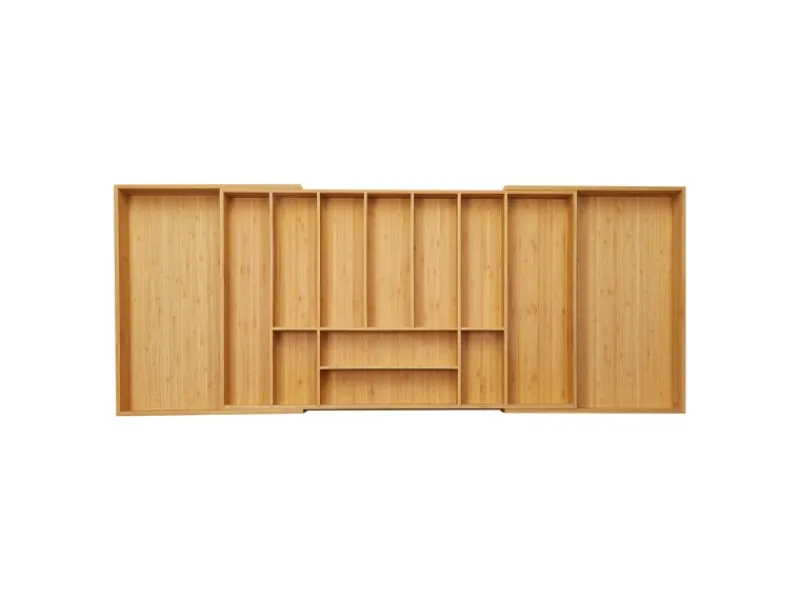 SOTECH Besteckkästen<ORGA-BOX UNIVERSAL Besteckkasten Aus Bambus Verstellbar Für Schrankbreite 900 - 1200 mm Höhe 65 mm bis 13 Fächer