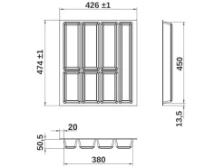 SOTECH Besteckkästen<Orga-Box VII Besteckeinsatz Schwarz 500 mm Höhe 50,5 mm mit Softtouch Oberfläche
