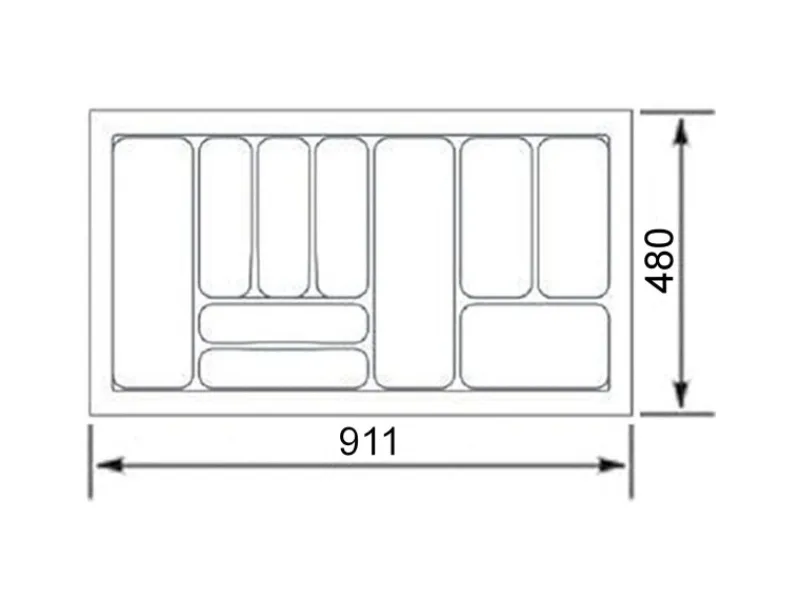 SOTECH Besteckkästen<Orga-Box VIII Besteckeinsatz 911 x 480 x 55 mm Lavagrau mit Perlstruktur Für 100er Schränke in Häcker Küchen