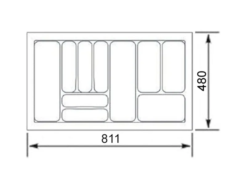 SOTECH Besteckkästen<Orga-Box VIII Besteckeinsatz 811 x 480 x 55 mm Lavagrau mit Perlstruktur Für 90er Schränke in Häcker Küchen