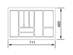 SOTECH Besteckkästen<Orga-Box VIII Besteckeinsatz 711 x 480 x 55 mm Lavagrau mit Perlstruktur Für 80er Schränke in Häcker Küchen