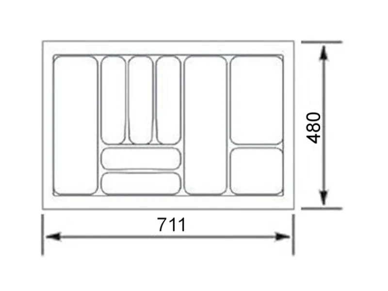 SOTECH Besteckkästen<Orga-Box VIII Besteckeinsatz 711 x 480 x 55 mm Lavagrau mit Perlstruktur Für 80er Schränke in Häcker Küchen