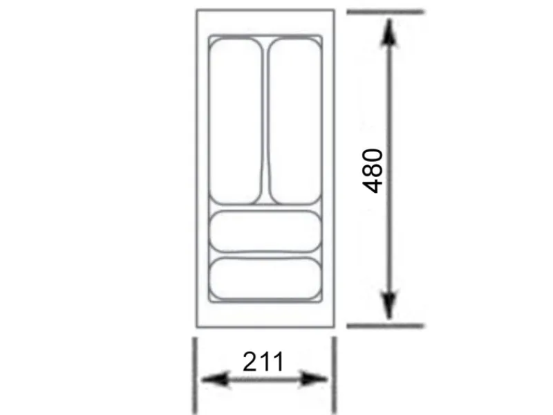 Best SOTECH Orga-Box VIII Besteckeinsatz 211 x 480 x 55 mm Lavagrau mit Perlstruktur Für 30er Schränke in Häcker Küchen