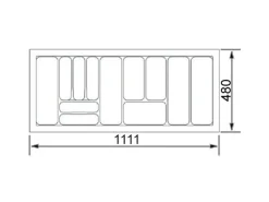 Outlet SOTECH Orga-Box VIII Besteckeinsatz 1111 x 480 x 55 mm Lavagrau mit Perlstruktur Für 120er Schränke in Häcker Küchen