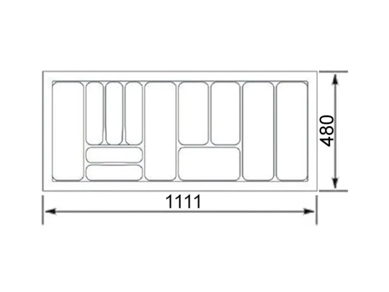 Outlet SOTECH Orga-Box VIII Besteckeinsatz 1111 x 480 x 55 mm Lavagrau mit Perlstruktur Für 120er Schränke in Häcker Küchen