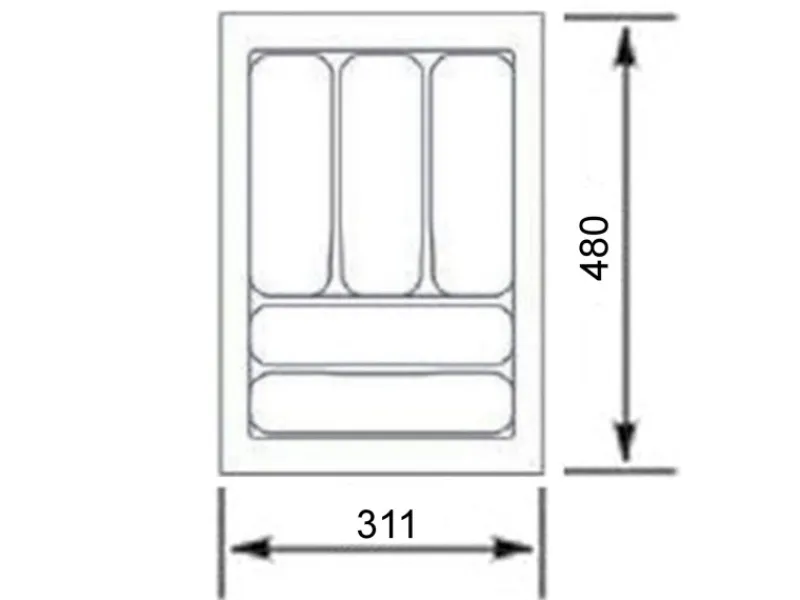 SOTECH Orga-Box VIII Besteckeinsatz 311 x 480 x 55 mm Lavagrau mit Perlstruktur Für 40er Schränke in Häcker Küchen