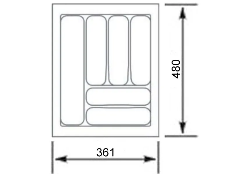 SOTECH Besteckkästen<Orga-Box VIII Besteckeinsatz 361 x 480 x 55 mm Lavagrau mit Perlstruktur Für 45er Schränke in Häcker Küchen