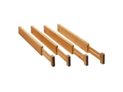 Sale SOTECH 4-Teiliges ORGA-BOX Bambus Schubladen Trennsystem 430 bis 556 mm Höhe 63 mm mit Federmechanismus