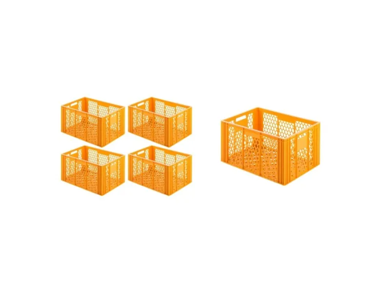 PROREGAL SparSet 5 x Eurobehälter Bäcker- und Konditorenkasten HxBxT 34,9 x 40 x 60 70 Liter Gelb-Orange Brötchenkiste Sstapelbare Bäckerkiste< Vorratsdosen|Vorratsbehälter