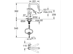 Grohe Einhebelmischer<Start Einhand-Spültischbatterie, 1/2" mit Brause
