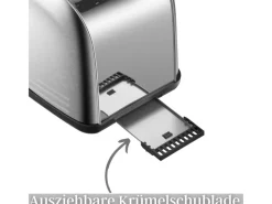 STEINBORG Haushaltsgeräte<SB-2071 2 Scheiben Edelstahl Toaster mit Brötchenaufsatz 850 Watt