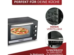 STEINBORG SB-3006 Backofen 60 Liter 2000 Watt Schwarz< Haushaltsgeräte