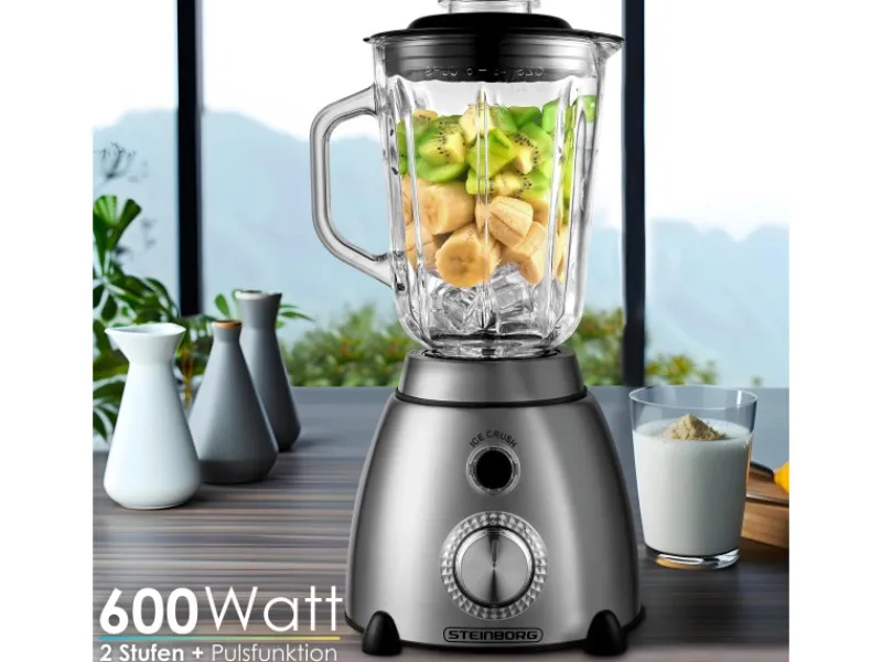 STEINBORG Haushaltsgeräte<SB-7010 Edelstahl Standmixer 1,5 Liter BPA-Frei 600 Watt