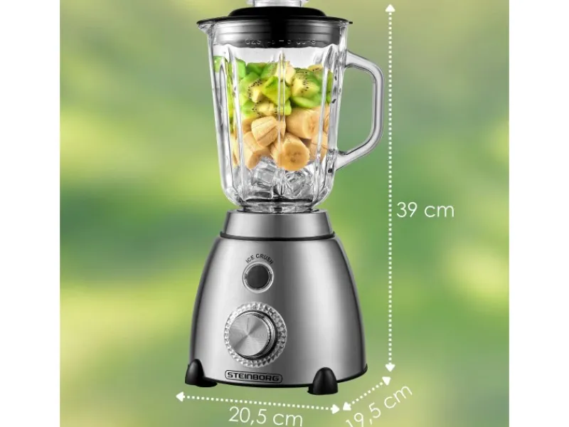 STEINBORG Haushaltsgeräte<SB-7010 Edelstahl Standmixer 1,5 Liter BPA-Frei 600 Watt