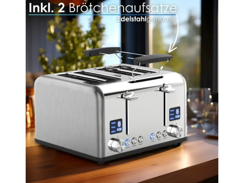 STEINBORG Haushaltsgeräte<SB-2080 Edelstahl Toaster 4 Scheiben 1630W