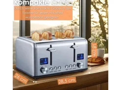 STEINBORG Haushaltsgeräte<SB-2080 Edelstahl Toaster 4 Scheiben 1630W