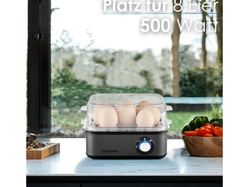 STEINBORG SB-2630 Eierkocher für 1 bis 8 Eier Dampfauslass 500 Watt< Haushaltsgeräte