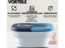Outlet STEINBORG SB-1061 Faltbares Fußsprudelbad mit Fernbedienung Platzsparend Timer