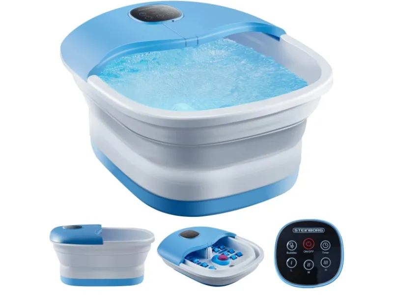STEINBORG SB-1060 Faltbares Fußsprudelbad mit Fernbedienung Platzsparend Timer< Haushaltsgeräte