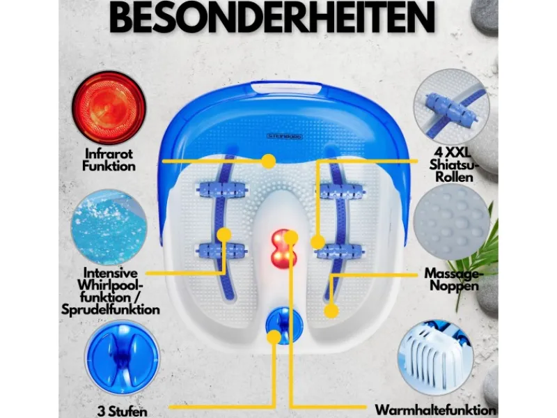 STEINBORG SB-1050 Fußsprudelbad mit Massagefunktion 3 Stufen 60 Watt< Haushaltsgeräte