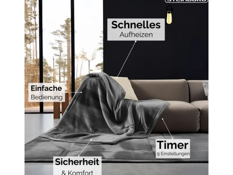 STEINBORG Haushaltsgeräte<SB-9522 Heizdecke mit Timer 9 Temperaturstufen 180x130 cm