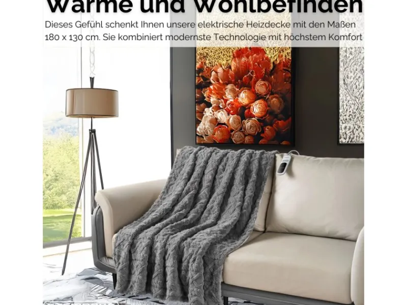 STEINBORG Haushaltsgeräte<SB-9523 Heizdecke mit Timer 9 Temperaturstufen 180x130 cm