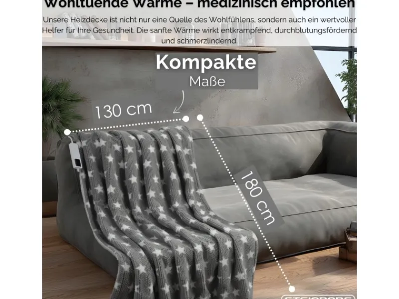 Clearance STEINBORG SB-9524 Heizdecke mit Timer 9 Temperaturstufen 180x130 cm