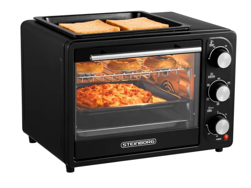 Best STEINBORG SB-3001 3in1 Minibackofen mit Umluft 20 Liter 1300 Watt Schwarz