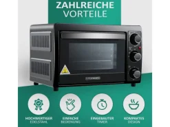 STEINBORG SB-3015 Minibackofen 15 Liter 1300 Watt Schwarz< Haushaltsgeräte