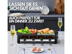 STEINBORG Haushaltsgeräte<SB-2140 Raclette Grill für 8 Personen mit Kombinierter Grillfläche 1300 Watt