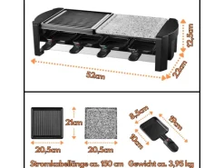 STEINBORG Haushaltsgeräte<SB-2140 Raclette Grill für 8 Personen mit Kombinierter Grillfläche 1300 Watt