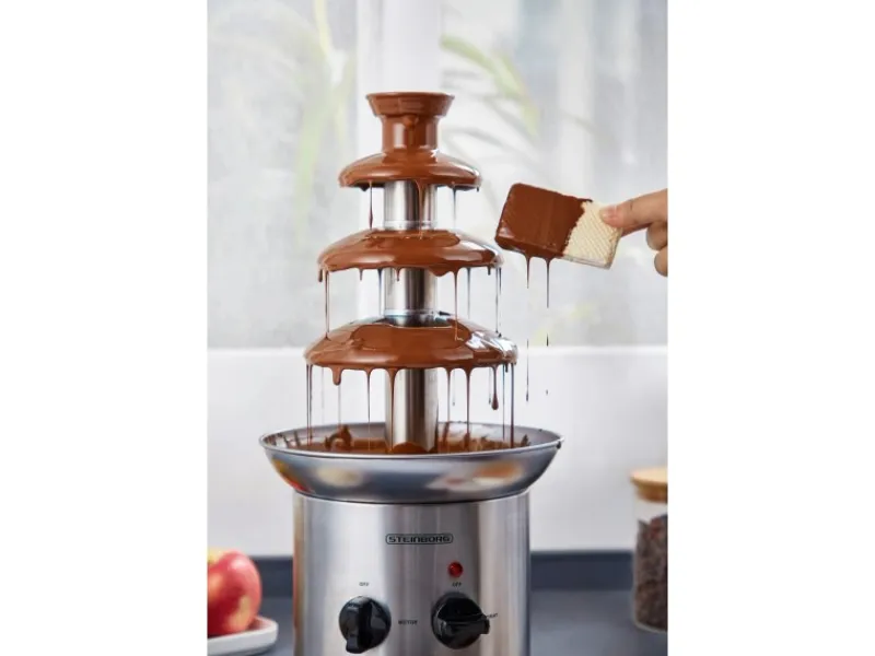 Hot STEINBORG SB-6030 Schokoladenbrunnen Edelstahl 4-Etagen 1250g Kapazität 190 Watt