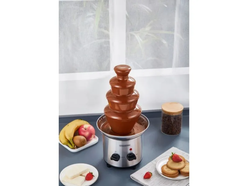 Hot STEINBORG SB-6030 Schokoladenbrunnen Edelstahl 4-Etagen 1250g Kapazität 190 Watt