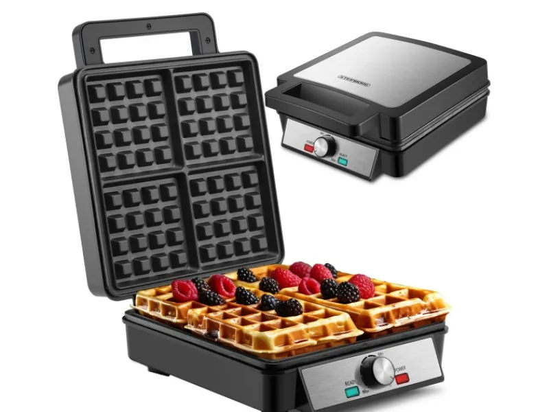 Outlet STEINBORG SB-2060 Waffeleisen für 4 Waffeln Antihaftbeschichtung 1200 Watt
